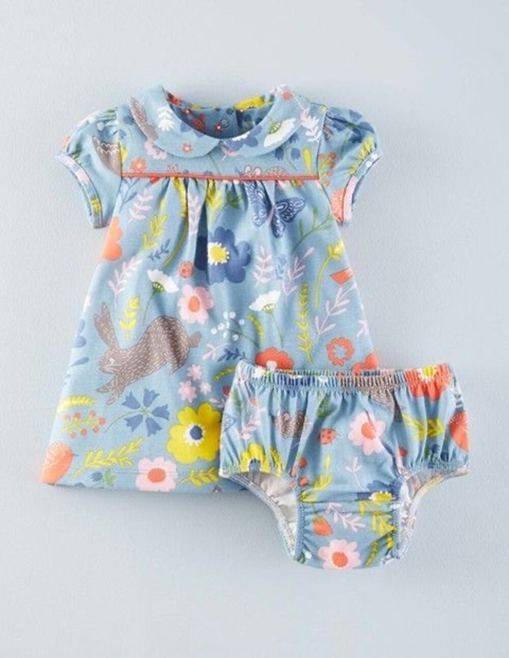 Baby Boden Bunny & Floral Dress + Bloomers Set – 12–18 Months